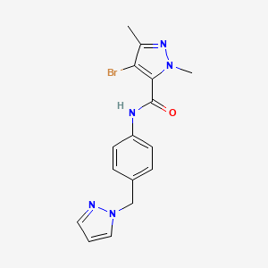 molecular formula C16H16BrN5O B4343466 4-BROMO-1,3-DIMETHYL-N~5~-[4-(1H-PYRAZOL-1-YLMETHYL)PHENYL]-1H-PYRAZOLE-5-CARBOXAMIDE 