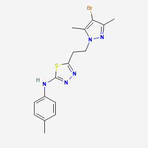 N-{5-[2-(4-BROMO-3,5-DIMETHYL-1H-PYRAZOL-1-YL)ETHYL]-1,3,4-THIADIAZOL-2-YL}-N-(4-METHYLPHENYL)AMINE