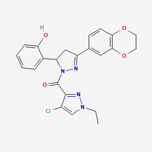 (4-chloro-1-ethyl-1H-pyrazol-3-yl)[3-(2,3-dihydro-1,4-benzodioxin-6-yl)-5-(2-hydroxyphenyl)-4,5-dihydro-1H-pyrazol-1-yl]methanone