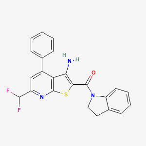 molecular formula C23H17F2N3OS B4343519 [3-amino-6-(difluoromethyl)-4-phenylthieno[2,3-b]pyridin-2-yl](2,3-dihydro-1H-indol-1-yl)methanone 