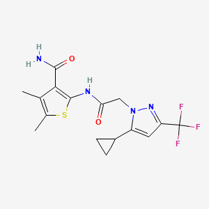 2-({[5-cyclopropyl-3-(trifluoromethyl)-1H-pyrazol-1-yl]acetyl}amino)-4,5-dimethyl-3-thiophenecarboxamide