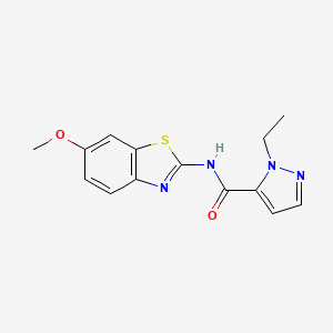 molecular formula C14H14N4O2S B4343569 1-ethyl-N-(6-methoxy-1,3-benzothiazol-2-yl)-1H-pyrazole-5-carboxamide 