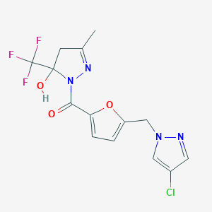 1-{5-[(4-chloro-1H-pyrazol-1-yl)methyl]-2-furoyl}-3-methyl-5-(trifluoromethyl)-4,5-dihydro-1H-pyrazol-5-ol