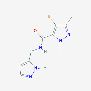 molecular formula C11H14BrN5O B4343610 4-BROMO-1,3-DIMETHYL-N~5~-[(1-METHYL-1H-PYRAZOL-5-YL)METHYL]-1H-PYRAZOLE-5-CARBOXAMIDE 