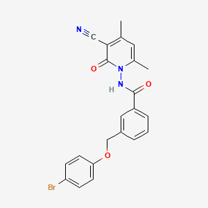 molecular formula C22H18BrN3O3 B4343655 3-[(4-BROMOPHENOXY)METHYL]-N-[3-CYANO-4,6-DIMETHYL-2-OXO-1(2H)-PYRIDINYL]BENZAMIDE 