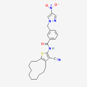 N-(3-cyano-4,5,6,7,8,9,10,11,12,13-decahydrocyclododeca[b]thiophen-2-yl)-3-[(4-nitro-1H-pyrazol-1-yl)methyl]benzamide