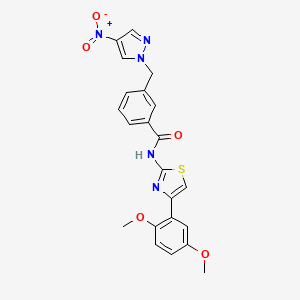 molecular formula C22H19N5O5S B4343709 N-[4-(2,5-dimethoxyphenyl)-1,3-thiazol-2-yl]-3-[(4-nitro-1H-pyrazol-1-yl)methyl]benzamide 