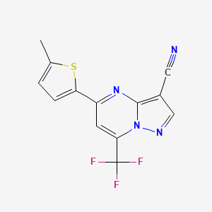 molecular formula C13H7F3N4S B4343793 5-(5-METHYL-2-THIENYL)-7-(TRIFLUOROMETHYL)PYRAZOLO[1,5-A]PYRIMIDIN-3-YL CYANIDE 