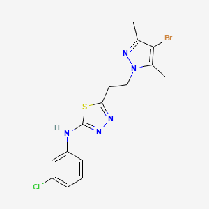 molecular formula C15H15BrClN5S B4343808 N-{5-[2-(4-BROMO-3,5-DIMETHYL-1H-PYRAZOL-1-YL)ETHYL]-1,3,4-THIADIAZOL-2-YL}-N-(3-CHLOROPHENYL)AMINE 