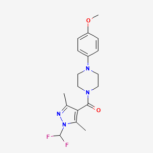 molecular formula C18H22F2N4O2 B4343831 1-{[1-(difluoromethyl)-3,5-dimethyl-1H-pyrazol-4-yl]carbonyl}-4-(4-methoxyphenyl)piperazine 