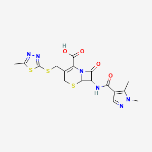 7-{[(1,5-dimethyl-1H-pyrazol-4-yl)carbonyl]amino}-3-{[(5-methyl-1,3,4-thiadiazol-2-yl)thio]methyl}-8-oxo-5-thia-1-azabicyclo[4.2.0]oct-2-ene-2-carboxylic acid