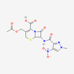 molecular formula C15H15N5O8S B4343884 3-[(acetyloxy)methyl]-7-{[(1-methyl-4-nitro-1H-pyrazol-3-yl)carbonyl]amino}-8-oxo-5-thia-1-azabicyclo[4.2.0]oct-2-ene-2-carboxylic acid 