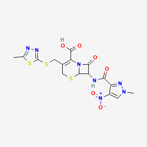 7-{[(1-methyl-4-nitro-1H-pyrazol-3-yl)carbonyl]amino}-3-{[(5-methyl-1,3,4-thiadiazol-2-yl)sulfanyl]methyl}-8-oxo-5-thia-1-azabicyclo[4.2.0]oct-2-ene-2-carboxylic acid