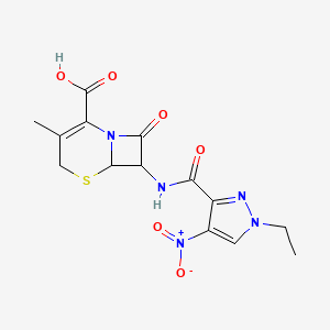 7-{[(1-ethyl-4-nitro-1H-pyrazol-3-yl)carbonyl]amino}-3-methyl-8-oxo-5-thia-1-azabicyclo[4.2.0]oct-2-ene-2-carboxylic acid