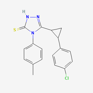 molecular formula C18H16ClN3S B4343939 5-[2-(4-CHLOROPHENYL)CYCLOPROPYL]-4-(4-METHYLPHENYL)-4H-1,2,4-TRIAZOL-3-YLHYDROSULFIDE 