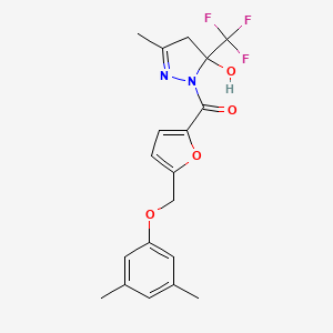 {5-[(3,5-DIMETHYLPHENOXY)METHYL]-2-FURYL}[5-HYDROXY-3-METHYL-5-(TRIFLUOROMETHYL)-4,5-DIHYDRO-1H-PYRAZOL-1-YL]METHANONE