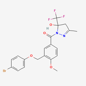 {3-[(4-bromophenoxy)methyl]-4-methoxyphenyl}[5-hydroxy-3-methyl-5-(trifluoromethyl)-4,5-dihydro-1H-pyrazol-1-yl]methanone