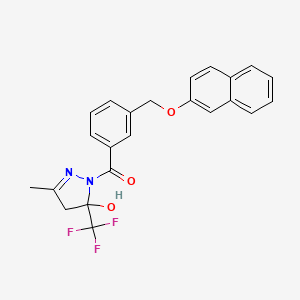 molecular formula C23H19F3N2O3 B4343983 [5-HYDROXY-3-METHYL-5-(TRIFLUOROMETHYL)-4,5-DIHYDRO-1H-PYRAZOL-1-YL]{3-[(2-NAPHTHYLOXY)METHYL]PHENYL}METHANONE 