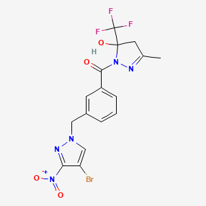 {3-[(4-bromo-3-nitro-1H-pyrazol-1-yl)methyl]phenyl}[5-hydroxy-3-methyl-5-(trifluoromethyl)-4,5-dihydro-1H-pyrazol-1-yl]methanone