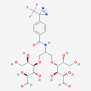 molecular formula C₂₄H₃₂F₃N₃O₁₃ B043440 N-[1,3-bis[[(2R,3R,4R,5S)-1,2,4,5-tetrahydroxy-6-oxohexan-3-yl]oxy]propan-2-yl]-4-[3-(trifluoromethyl)diazirin-3-yl]benzamide CAS No. 129461-18-3