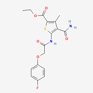 molecular formula C17H17FN2O5S B4344100 ETHYL 4-(AMINOCARBONYL)-5-{[2-(4-FLUOROPHENOXY)ACETYL]AMINO}-3-METHYL-2-THIOPHENECARBOXYLATE 