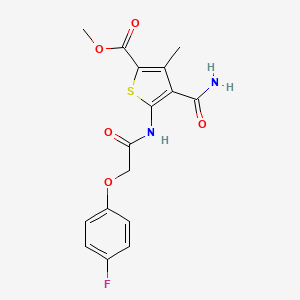 molecular formula C16H15FN2O5S B4344101 METHYL 4-(AMINOCARBONYL)-5-{[2-(4-FLUOROPHENOXY)ACETYL]AMINO}-3-METHYL-2-THIOPHENECARBOXYLATE 