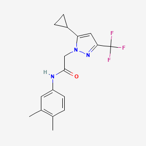 2-[5-cyclopropyl-3-(trifluoromethyl)-1H-pyrazol-1-yl]-N-(3,4-dimethylphenyl)acetamide