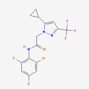 molecular formula C15H11BrF5N3O B4344127 N~1~-(2-BROMO-4,6-DIFLUOROPHENYL)-2-[5-CYCLOPROPYL-3-(TRIFLUOROMETHYL)-1H-PYRAZOL-1-YL]ACETAMIDE 