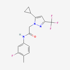 2-[5-cyclopropyl-3-(trifluoromethyl)-1H-pyrazol-1-yl]-N-(3-fluoro-4-methylphenyl)acetamide