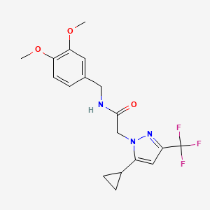 2-[5-cyclopropyl-3-(trifluoromethyl)-1H-pyrazol-1-yl]-N-(3,4-dimethoxybenzyl)acetamide