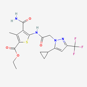 ETHYL 4-(AMINOCARBONYL)-5-({2-[5-CYCLOPROPYL-3-(TRIFLUOROMETHYL)-1H-PYRAZOL-1-YL]ACETYL}AMINO)-3-METHYL-2-THIOPHENECARBOXYLATE