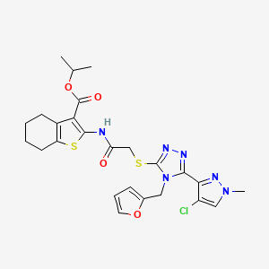 molecular formula C25H27ClN6O4S2 B4344172 ISOPROPYL 2-[(2-{[5-(4-CHLORO-1-METHYL-1H-PYRAZOL-3-YL)-4-(2-FURYLMETHYL)-4H-1,2,4-TRIAZOL-3-YL]SULFANYL}ACETYL)AMINO]-4,5,6,7-TETRAHYDRO-1-BENZOTHIOPHENE-3-CARBOXYLATE 