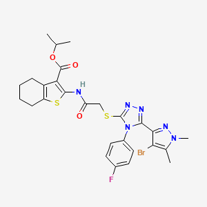 ISOPROPYL 2-[(2-{[5-(4-BROMO-1,5-DIMETHYL-1H-PYRAZOL-3-YL)-4-(4-FLUOROPHENYL)-4H-1,2,4-TRIAZOL-3-YL]SULFANYL}ACETYL)AMINO]-4,5,6,7-TETRAHYDRO-1-BENZOTHIOPHENE-3-CARBOXYLATE