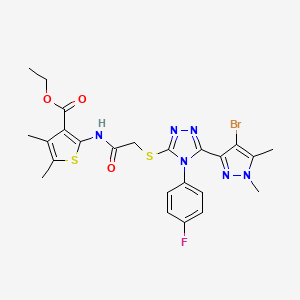 ETHYL 2-[(2-{[5-(4-BROMO-1,5-DIMETHYL-1H-PYRAZOL-3-YL)-4-(4-FLUOROPHENYL)-4H-1,2,4-TRIAZOL-3-YL]SULFANYL}ACETYL)AMINO]-4,5-DIMETHYL-3-THIOPHENECARBOXYLATE