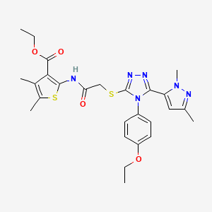 ETHYL 2-[(2-{[5-(1,3-DIMETHYL-1H-PYRAZOL-5-YL)-4-(4-ETHOXYPHENYL)-4H-1,2,4-TRIAZOL-3-YL]SULFANYL}ACETYL)AMINO]-4,5-DIMETHYL-3-THIOPHENECARBOXYLATE