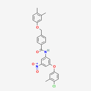 N-[3-(4-chloro-3-methylphenoxy)-5-nitrophenyl]-4-[(3,4-dimethylphenoxy)methyl]benzamide