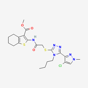 molecular formula C22H27ClN6O3S2 B4344293 METHYL 2-[(2-{[4-BUTYL-5-(4-CHLORO-1-METHYL-1H-PYRAZOL-3-YL)-4H-1,2,4-TRIAZOL-3-YL]SULFANYL}ACETYL)AMINO]-4,5,6,7-TETRAHYDRO-1-BENZOTHIOPHENE-3-CARBOXYLATE 