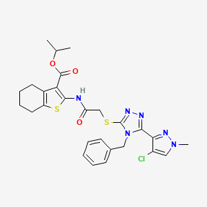 ISOPROPYL 2-[(2-{[4-BENZYL-5-(4-CHLORO-1-METHYL-1H-PYRAZOL-3-YL)-4H-1,2,4-TRIAZOL-3-YL]SULFANYL}ACETYL)AMINO]-4,5,6,7-TETRAHYDRO-1-BENZOTHIOPHENE-3-CARBOXYLATE