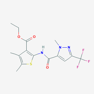 ethyl 4,5-dimethyl-2-({[1-methyl-3-(trifluoromethyl)-1H-pyrazol-5-yl]carbonyl}amino)-3-thiophenecarboxylate