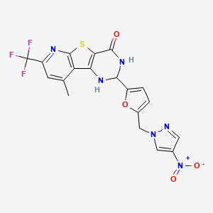 13-methyl-4-[5-[(4-nitropyrazol-1-yl)methyl]furan-2-yl]-11-(trifluoromethyl)-8-thia-3,5,10-triazatricyclo[7.4.0.02,7]trideca-1(9),2(7),10,12-tetraen-6-one