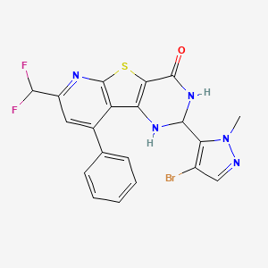 molecular formula C20H14BrF2N5OS B4344478 4-(4-bromo-2-methylpyrazol-3-yl)-11-(difluoromethyl)-13-phenyl-8-thia-3,5,10-triazatricyclo[7.4.0.02,7]trideca-1(9),2(7),10,12-tetraen-6-one 