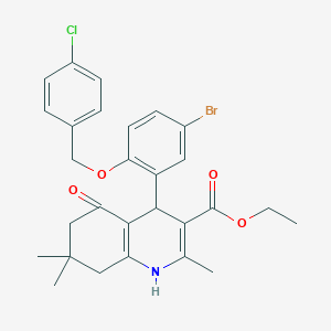 ethyl 4-{5-bromo-2-[(4-chlorobenzyl)oxy]phenyl}-2,7,7-trimethyl-5-oxo-1,4,5,6,7,8-hexahydro-3-quinolinecarboxylate