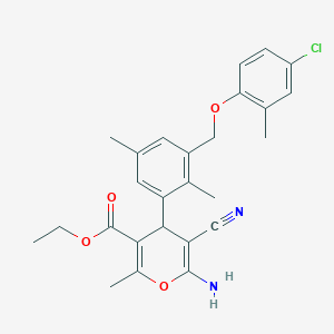 ethyl 6-amino-4-{3-[(4-chloro-2-methylphenoxy)methyl]-2,5-dimethylphenyl}-5-cyano-2-methyl-4H-pyran-3-carboxylate