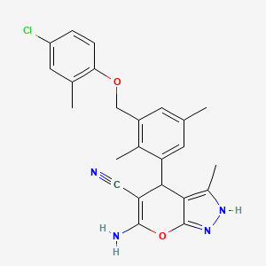 6-AMINO-4-{3-[(4-CHLORO-2-METHYLPHENOXY)METHYL]-2,5-DIMETHYLPHENYL}-3-METHYL-1,4-DIHYDROPYRANO[2,3-C]PYRAZOL-5-YL CYANIDE