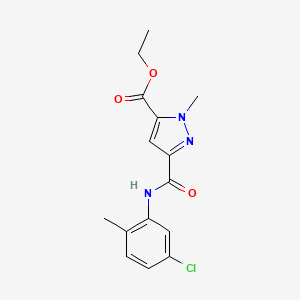 molecular formula C15H16ClN3O3 B4344541 ETHYL 3-[(5-CHLORO-2-METHYLANILINO)CARBONYL]-1-METHYL-1H-PYRAZOLE-5-CARBOXYLATE 