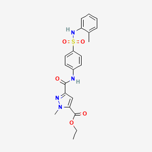 molecular formula C21H22N4O5S B4344554 ETHYL 1-METHYL-3-{[4-(2-TOLUIDINOSULFONYL)ANILINO]CARBONYL}-1H-PYRAZOLE-5-CARBOXYLATE 