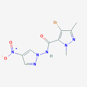 4-bromo-1,3-dimethyl-N-(4-nitro-1H-pyrazol-1-yl)-1H-pyrazole-5-carboxamide