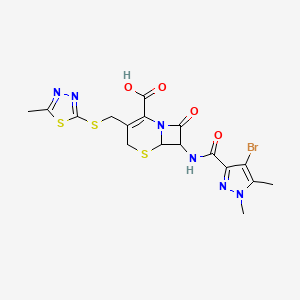 7-{[(4-bromo-1,5-dimethyl-1H-pyrazol-3-yl)carbonyl]amino}-3-{[(5-methyl-1,3,4-thiadiazol-2-yl)sulfanyl]methyl}-8-oxo-5-thia-1-azabicyclo[4.2.0]oct-2-ene-2-carboxylic acid