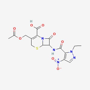 3-[(acetyloxy)methyl]-7-{[(1-ethyl-4-nitro-1H-pyrazol-5-yl)carbonyl]amino}-8-oxo-5-thia-1-azabicyclo[4.2.0]oct-2-ene-2-carboxylic acid