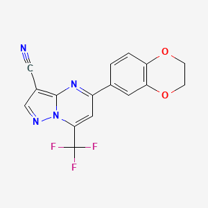 5-(2,3-DIHYDRO-1,4-BENZODIOXIN-6-YL)-7-(TRIFLUOROMETHYL)PYRAZOLO[1,5-A]PYRIMIDIN-3-YL CYANIDE